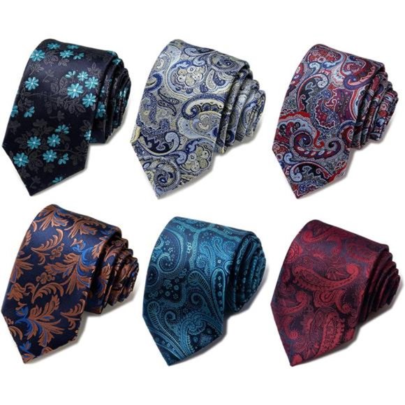 MGEZCOO Tie For Men 6 PCS Necktie Woven Jacquard Neck Ties Set